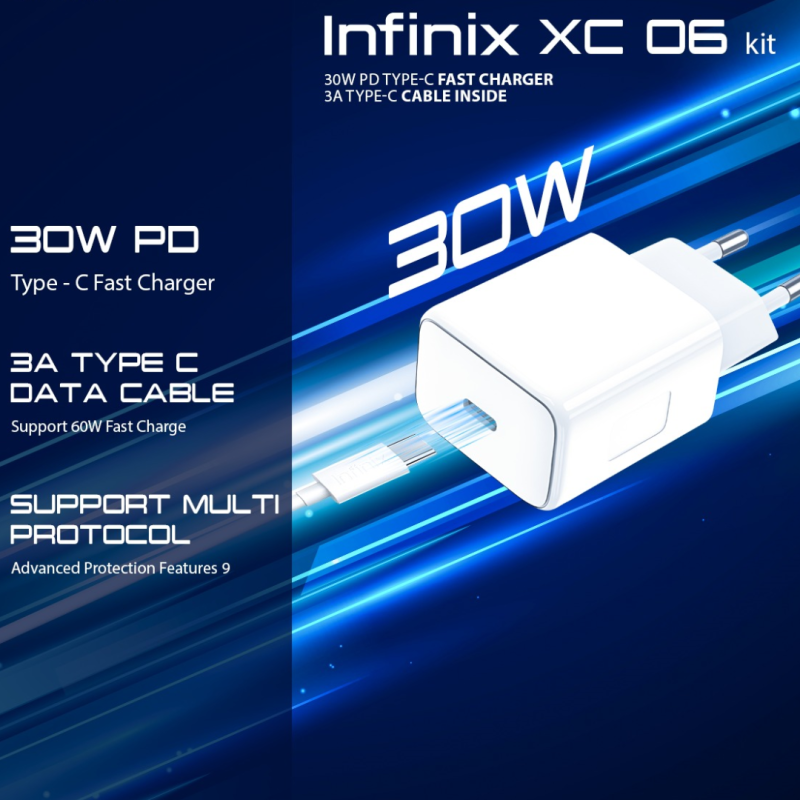Infinix 30W Wall Charger with Type-C to Type-C 3A Cable XC06 - Image 4