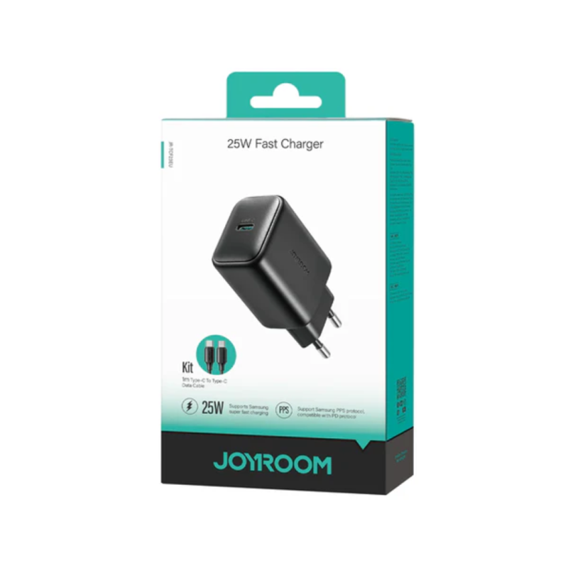 Joyroom 25W Charger (EU) + Type-C to Type-C Cable 1m Black – JR-TCF23