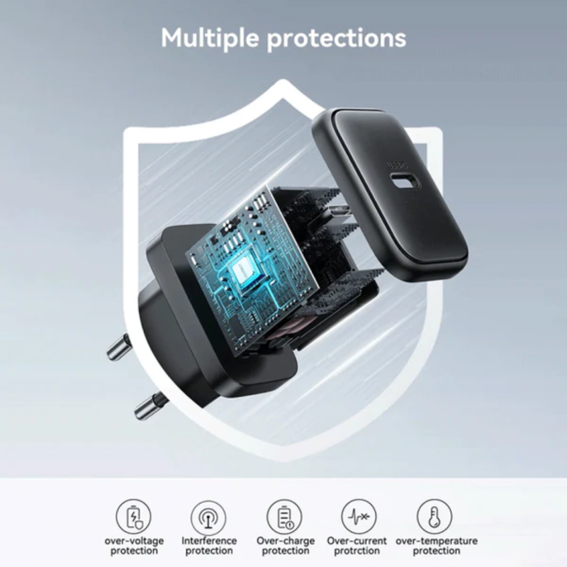 Joyroom 25W Charger (EU) + Type-C to Type-C Cable 1m Black – JR-TCF23 - Image 3